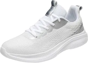 Slip on Walking Shoes for Women Memory Foam Non Slip Vintage Wide Running Shoes Breathable Mesh Sports Workout Tennis Shoes Fashion Lace Up Sneakers