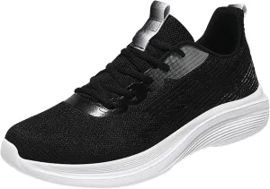Slip on Walking Shoes for Women Memory Foam Non Slip Vintage Wide Running Shoes Breathable Mesh Sports Workout Tennis Shoes Fashion Lace Up Sneakers