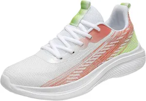 Slip on Walking Shoes for Women Memory Foam Non Slip Vintage Wide Running Shoes Breathable Mesh Sports Workout Tennis Shoes Fashion Lace Up Sneakers