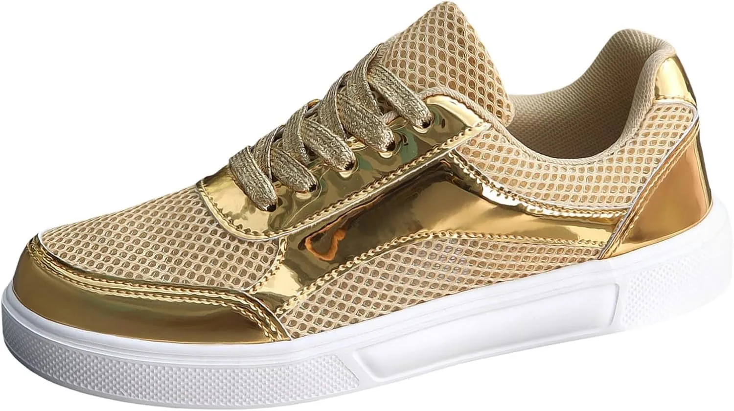 Slip on Walking Shoes Women Dressy PU Leather Non Slip Comfortable Running Shoes Breathable Mesh Sports Workout Tennis Shoes Lightweight Fashion Sneakers
