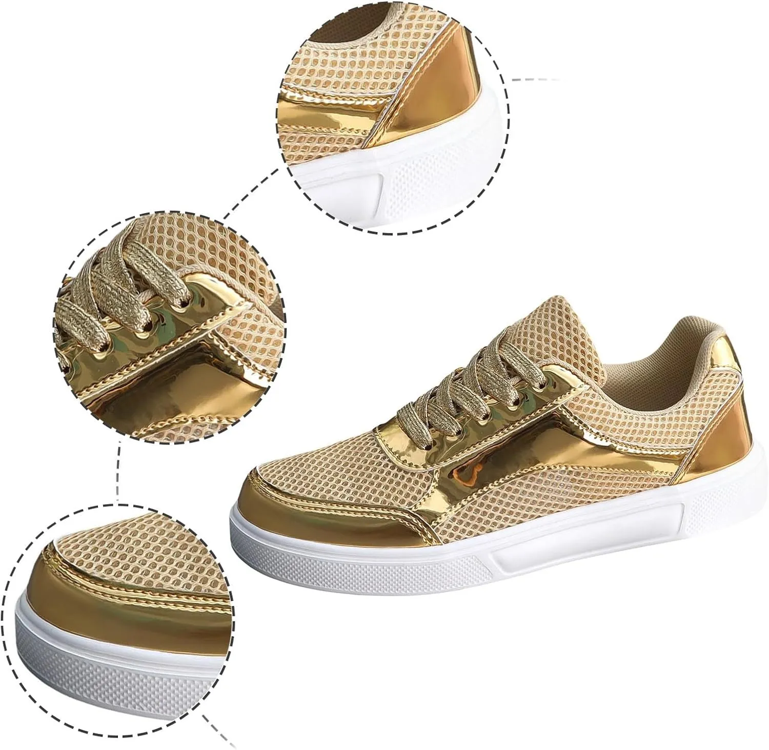 Slip on Walking Shoes Women Dressy PU Leather Non Slip Comfortable Running Shoes Breathable Mesh Sports Workout Tennis Shoes Lightweight Fashion Sneakers