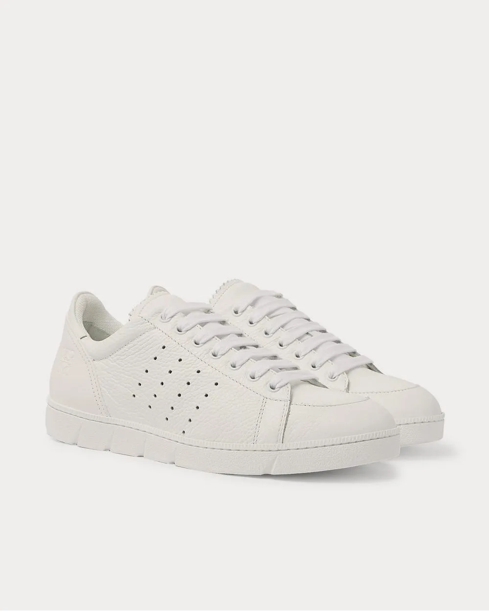Smooth and Full-Grain Leather  White low top sneakers