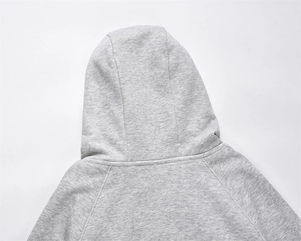 Solid Color All-matching Loose Casual Half Zip Pullover Hoodie