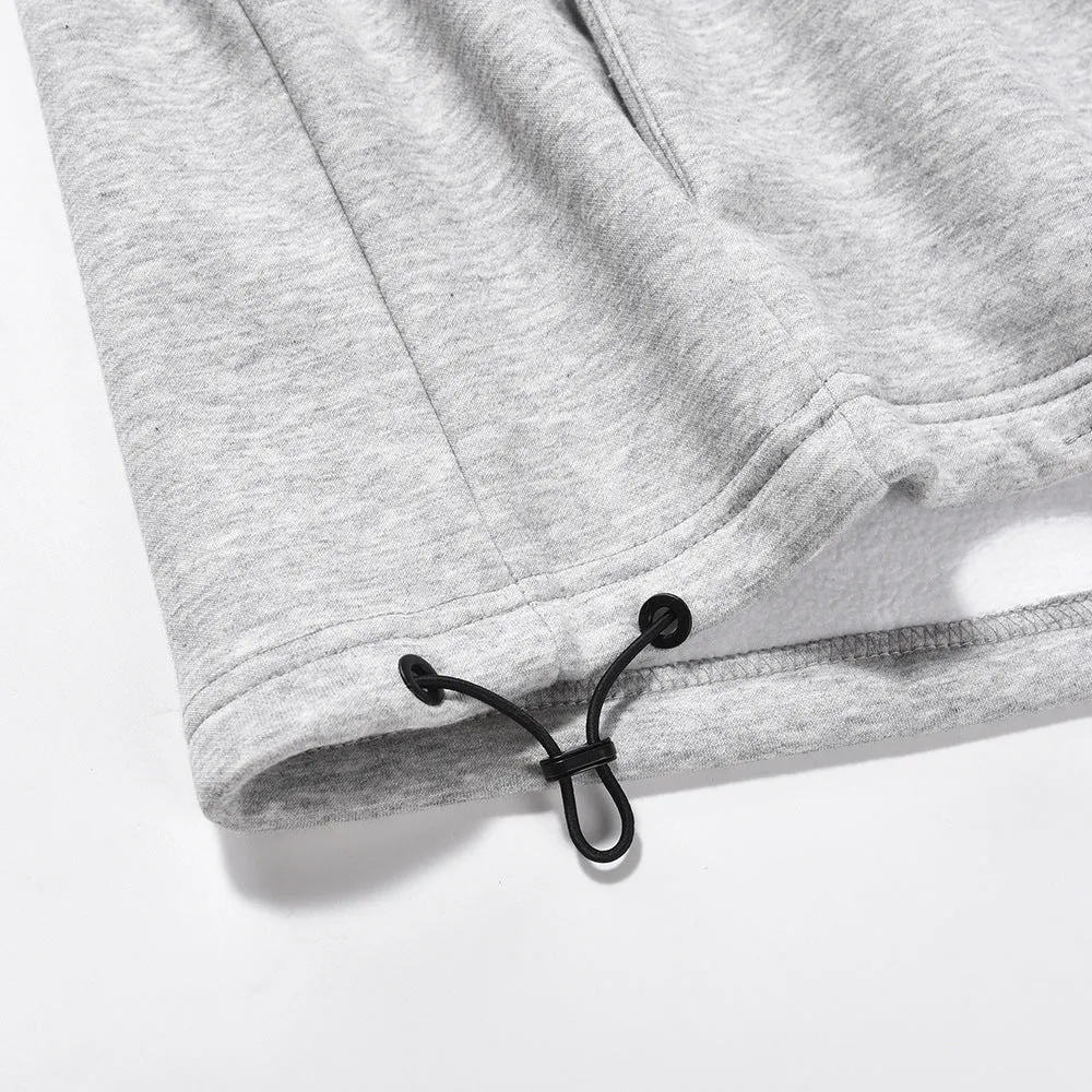 Solid Color All-matching Loose Casual Half Zip Pullover Hoodie