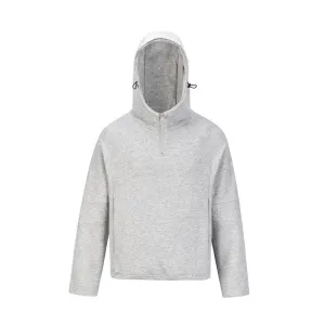 Solid Color All-matching Loose Casual Half Zip Pullover Hoodie
