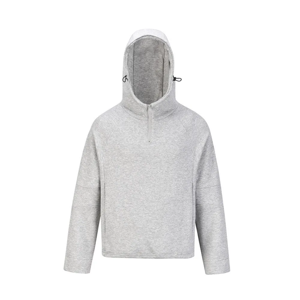 Solid Color All-matching Loose Casual Half Zip Pullover Hoodie