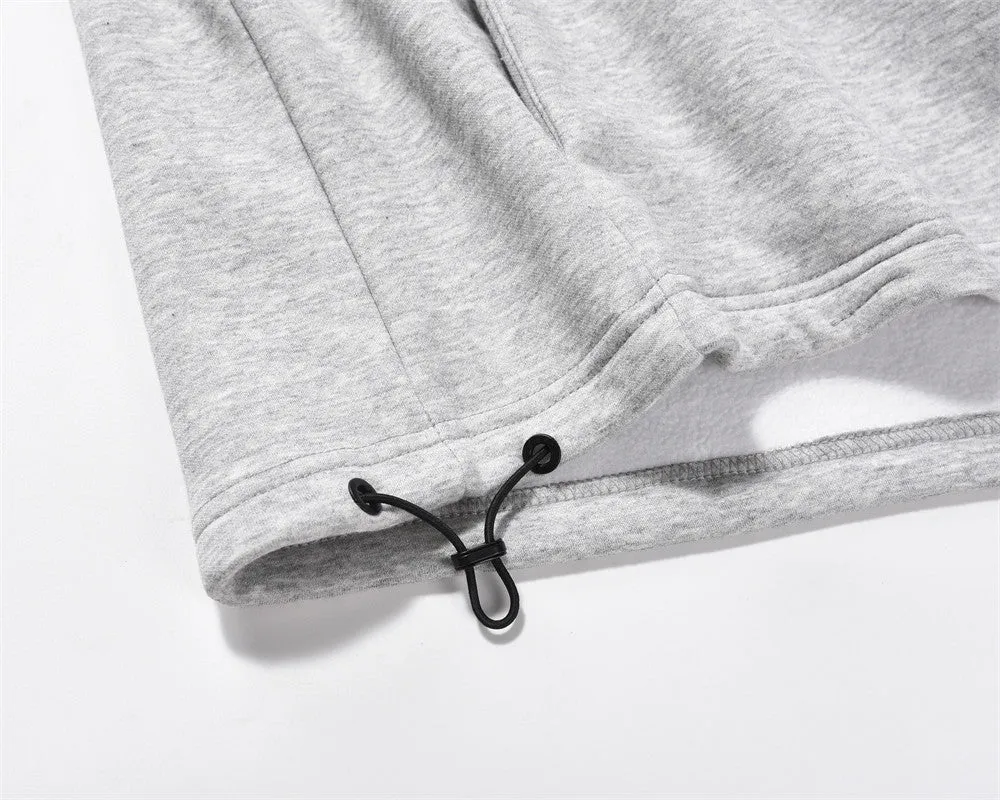 Solid Color All-matching Loose Casual Half Zip Pullover Hoodie