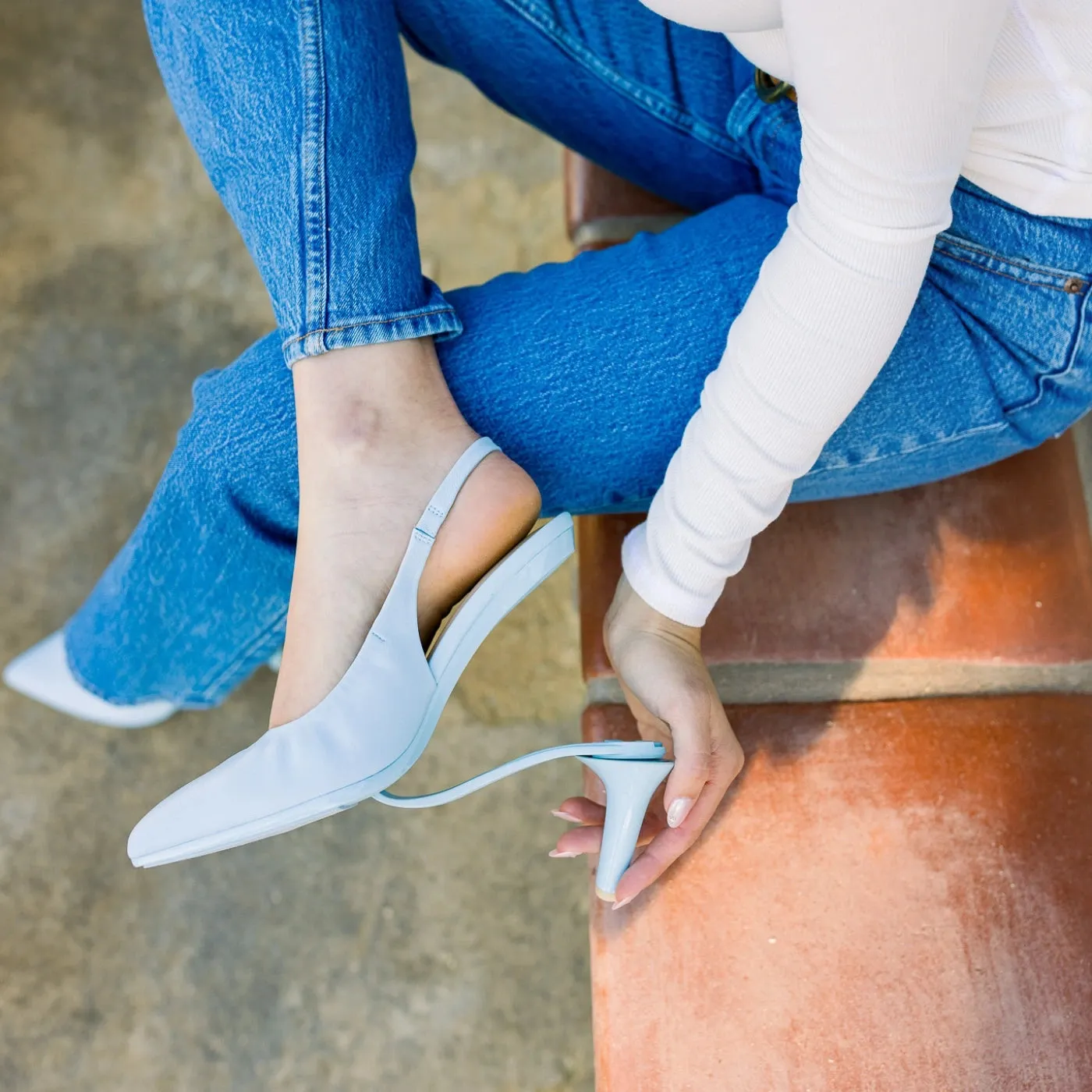 The Slingback - Baby Blue Leather
