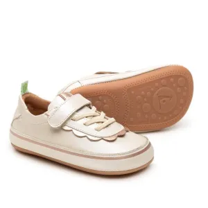 Tip Toey Joey Girl's Flouncy Shoes, Antique White/Metalic Salmon