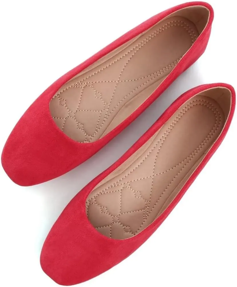 TN TANGNEST Women's Fashion Square Toe Ballet Shoes Comfortable Slip On Flats