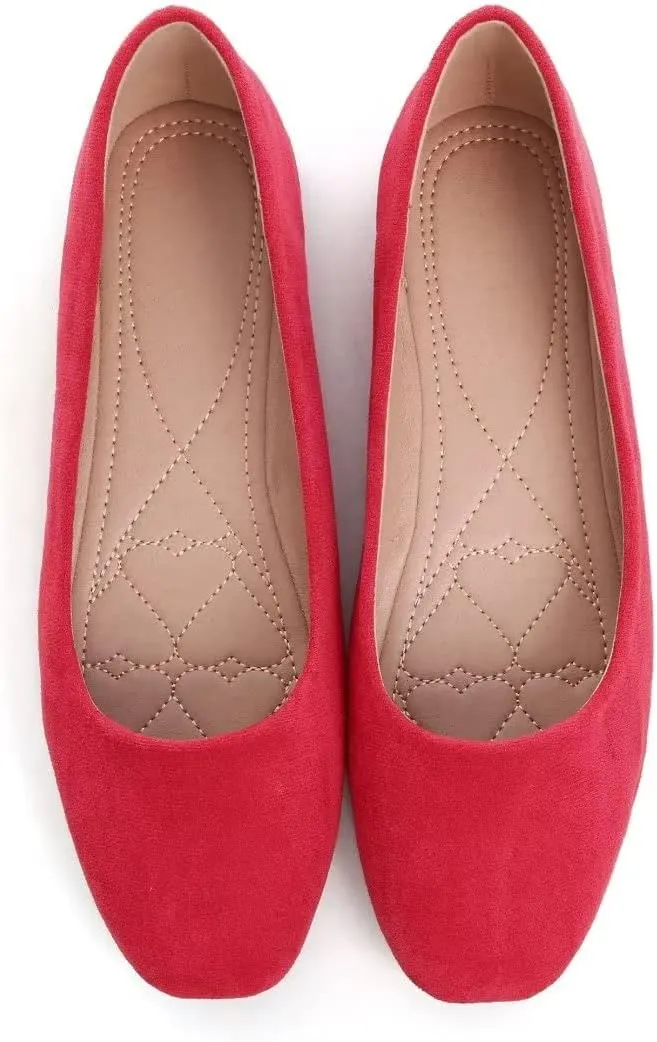 TN TANGNEST Women's Fashion Square Toe Ballet Shoes Comfortable Slip On Flats