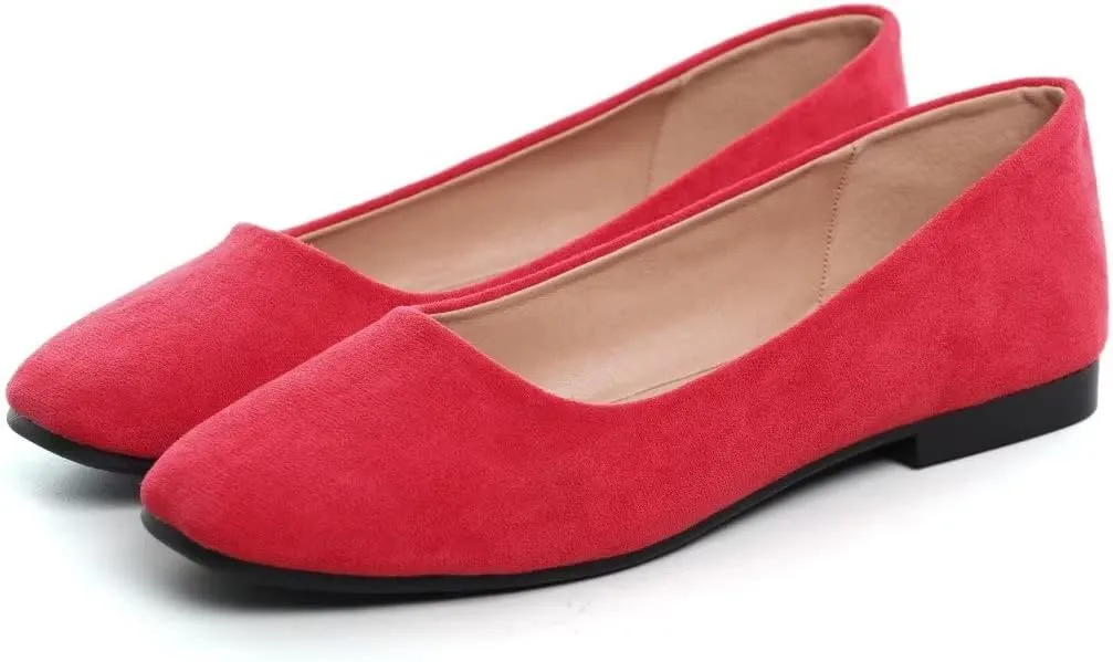TN TANGNEST Women's Fashion Square Toe Ballet Shoes Comfortable Slip On Flats