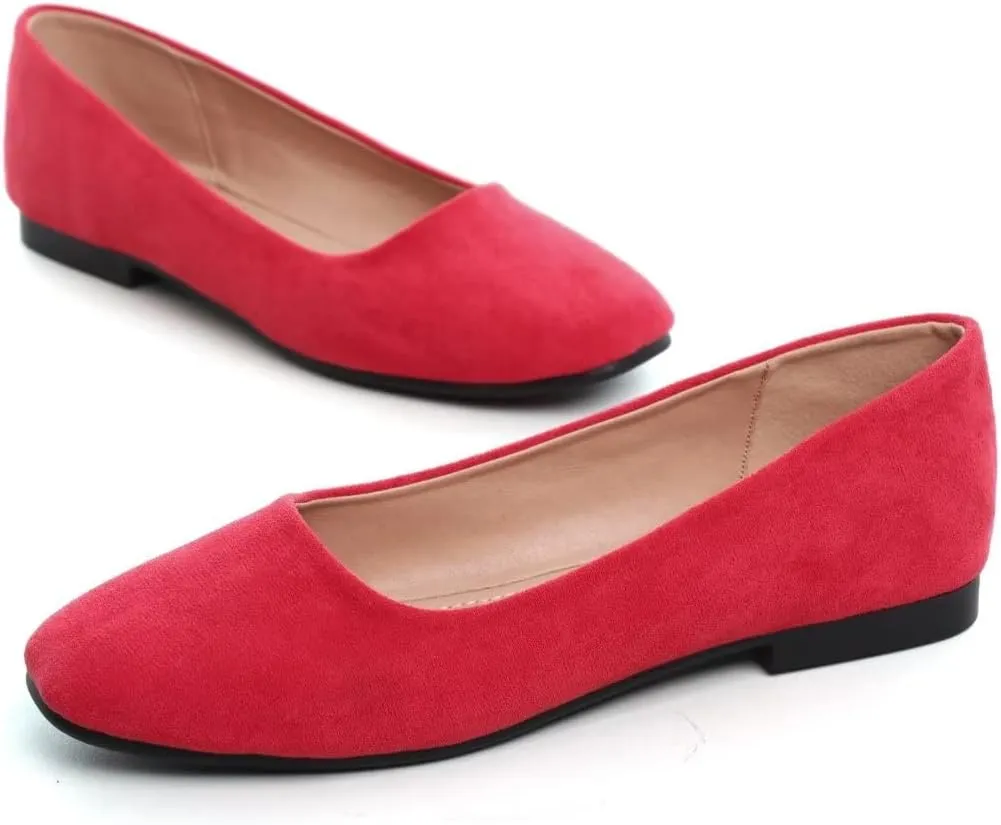 TN TANGNEST Women's Fashion Square Toe Ballet Shoes Comfortable Slip On Flats