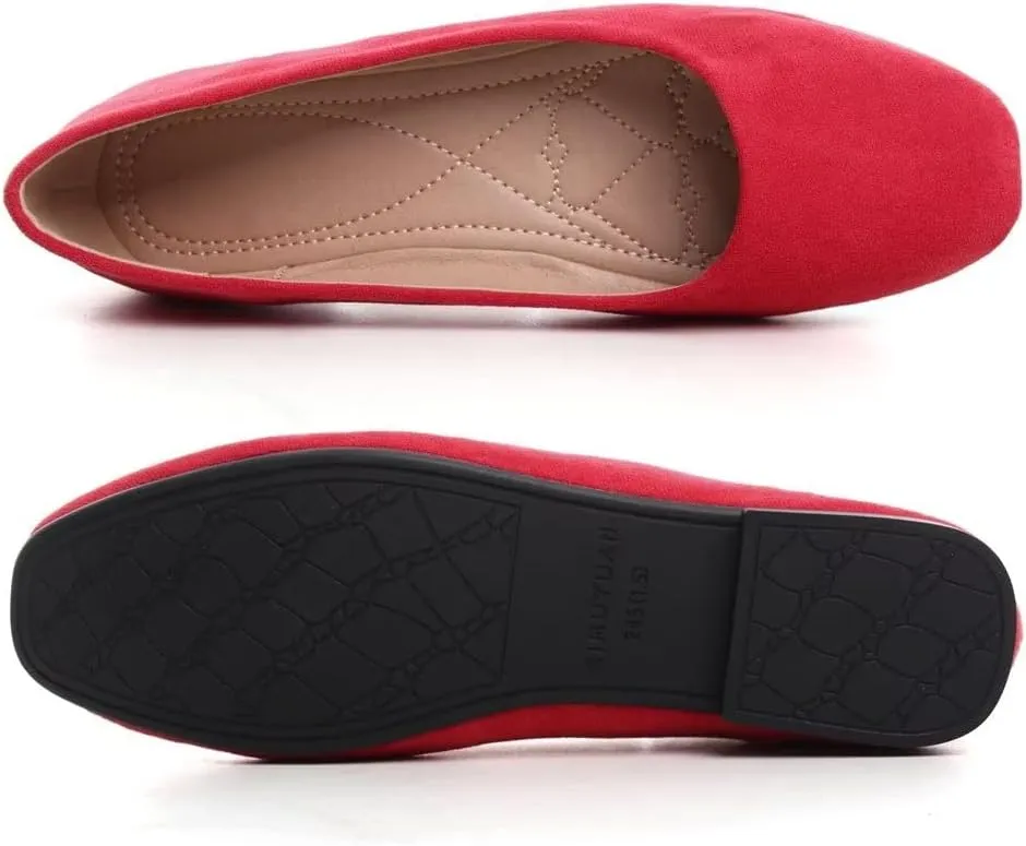 TN TANGNEST Women's Fashion Square Toe Ballet Shoes Comfortable Slip On Flats