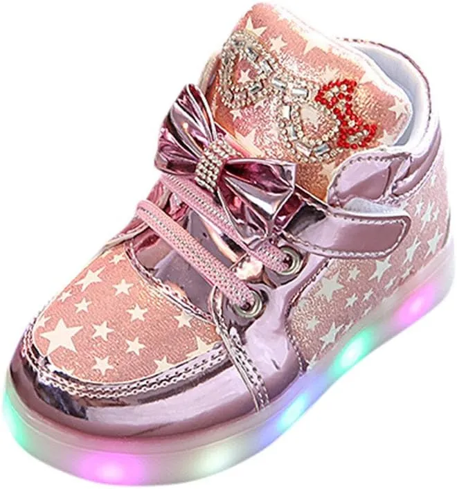 Toddler Baby Boys Girls Sneakers Fashion LED Light Luminous Comfortable Soft Bottom Slip On Running Sport Shoes