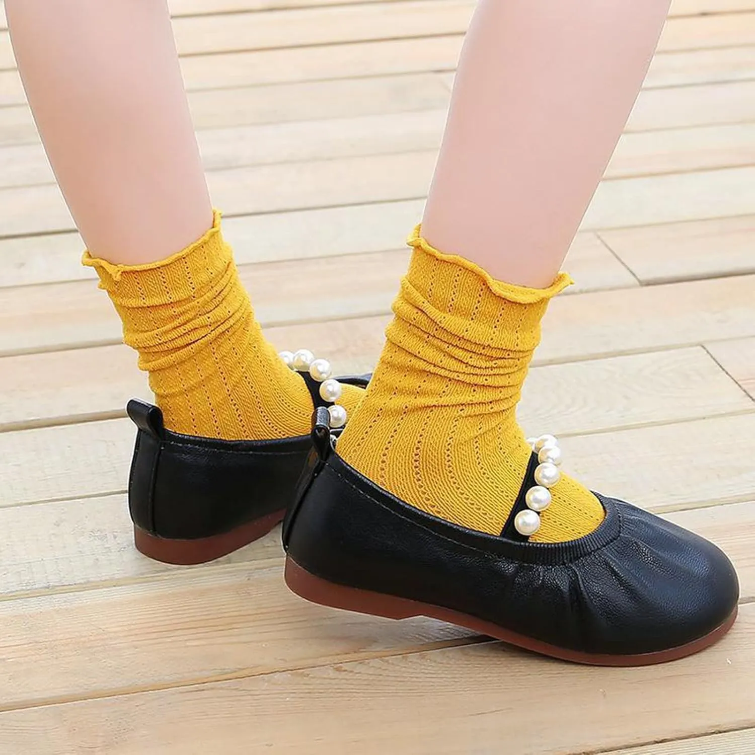 Toddler Flower Girl Dress Shoes Pearls Mary Jane Ballet Flats Party Wedding Toddler Little Kid Shoes