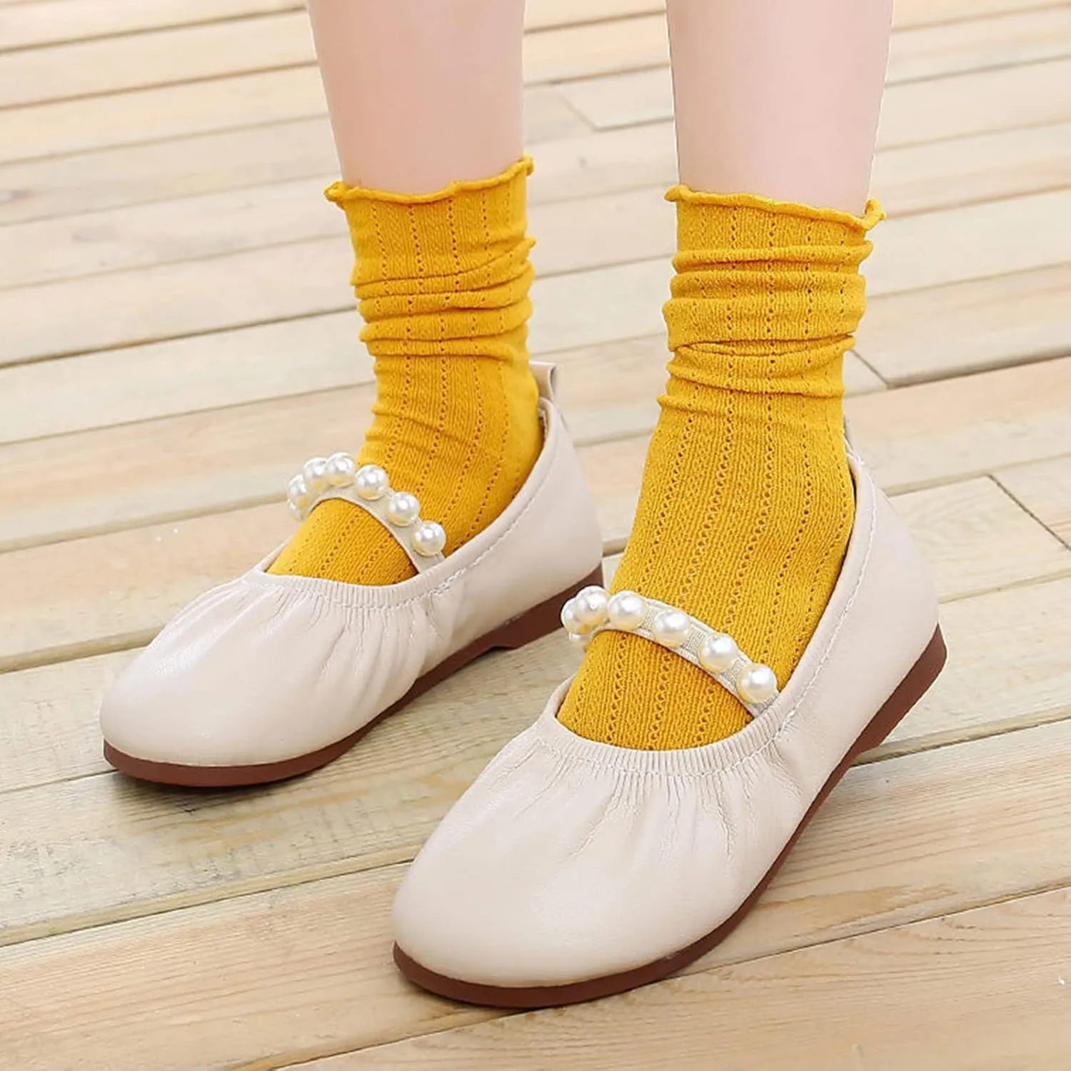 Toddler Flower Girl Dress Shoes Pearls Mary Jane Ballet Flats Party Wedding Toddler Little Kid Shoes