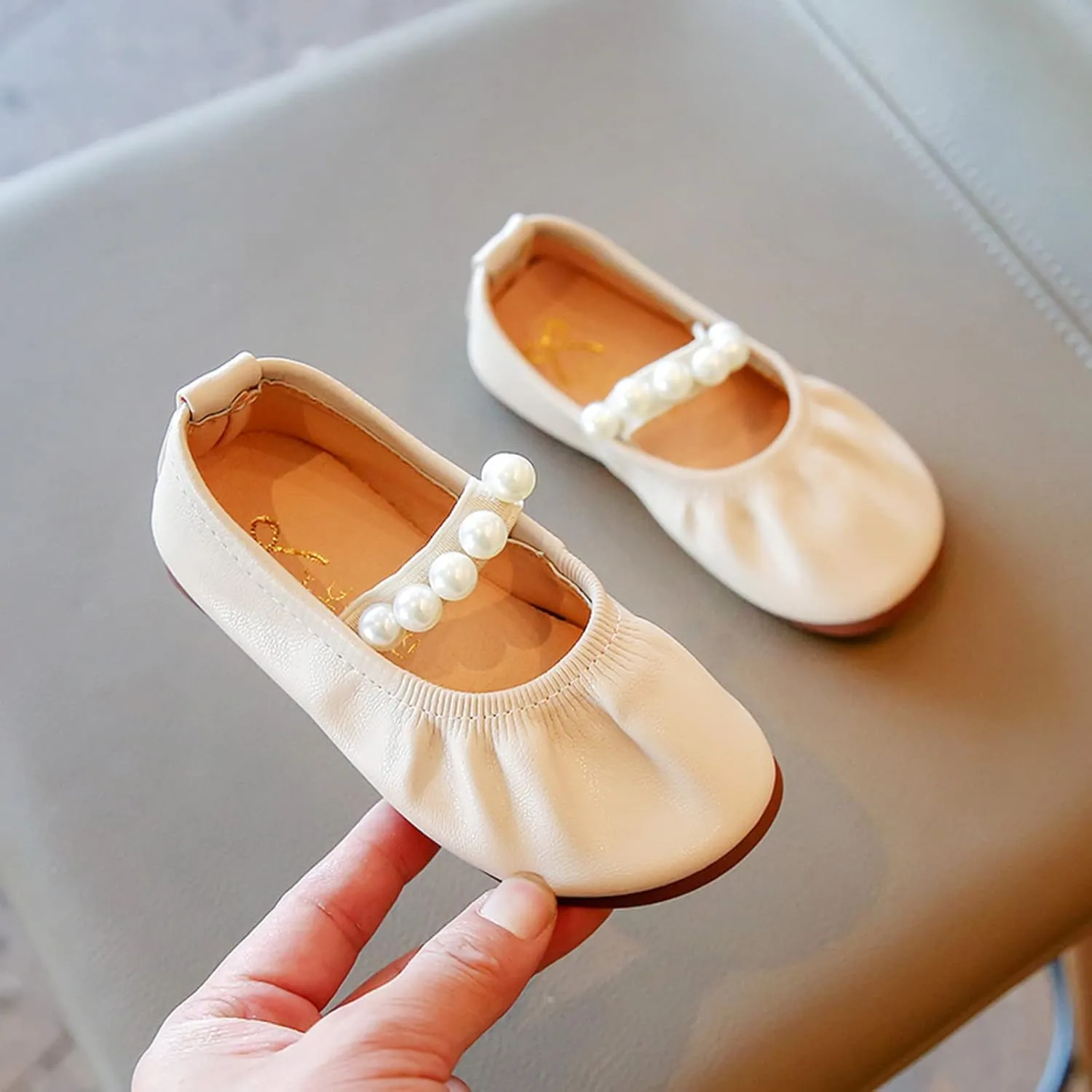 Toddler Flower Girl Dress Shoes Pearls Mary Jane Ballet Flats Party Wedding Toddler Little Kid Shoes