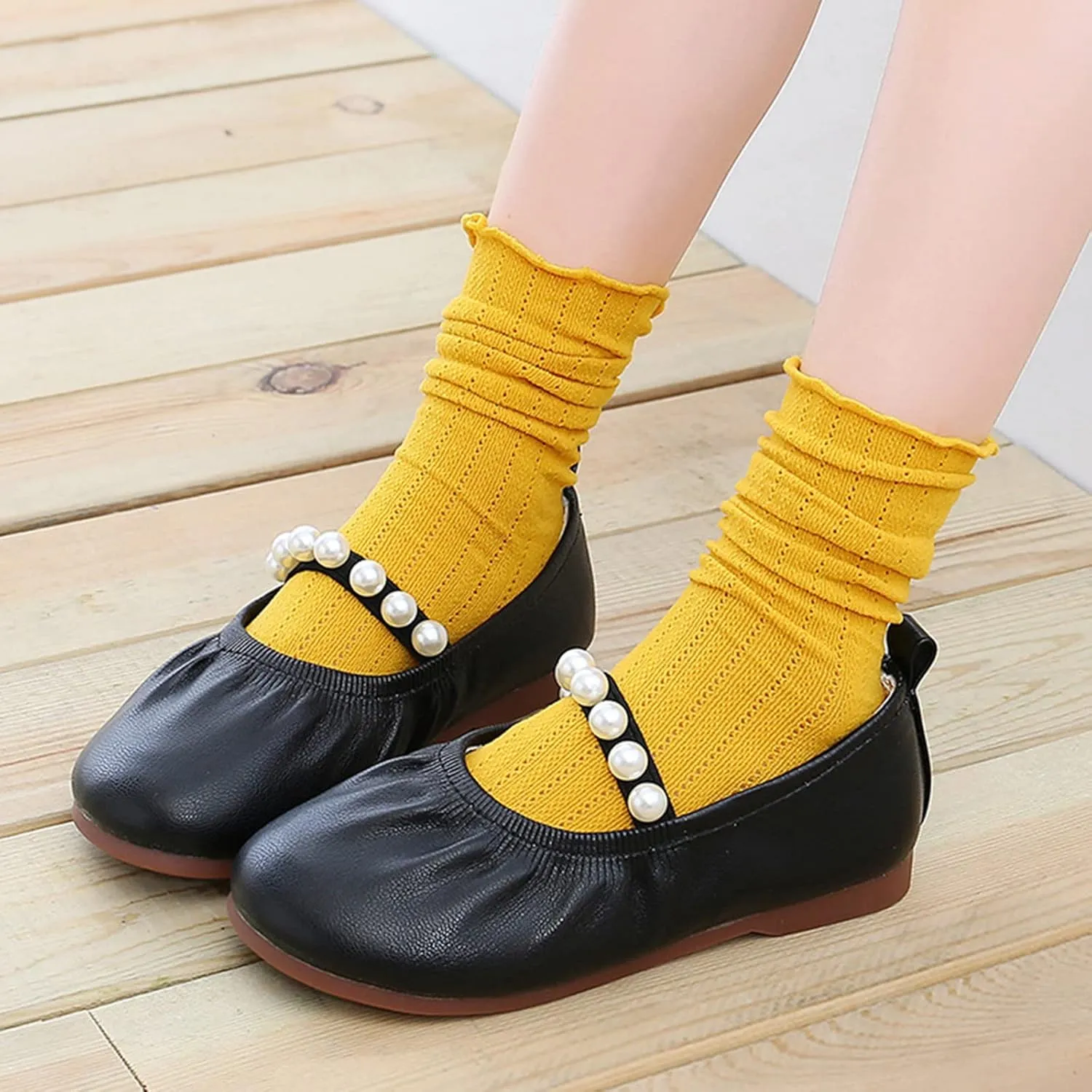 Toddler Flower Girl Dress Shoes Pearls Mary Jane Ballet Flats Party Wedding Toddler Little Kid Shoes