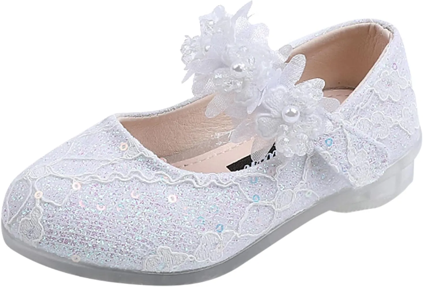 Toddler Flower Girl Dress Shoes Rhinstones Pearls Mary Jane Ballet Flats Wedding Party Toddler Dress Shoes for Girls