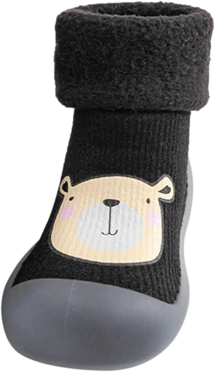Toddler Girl Shoes,Kids Baby Boys Girls Warm Socks Shoes Knit Soft Solid Toddler Stocking Rubber Baby Slipper