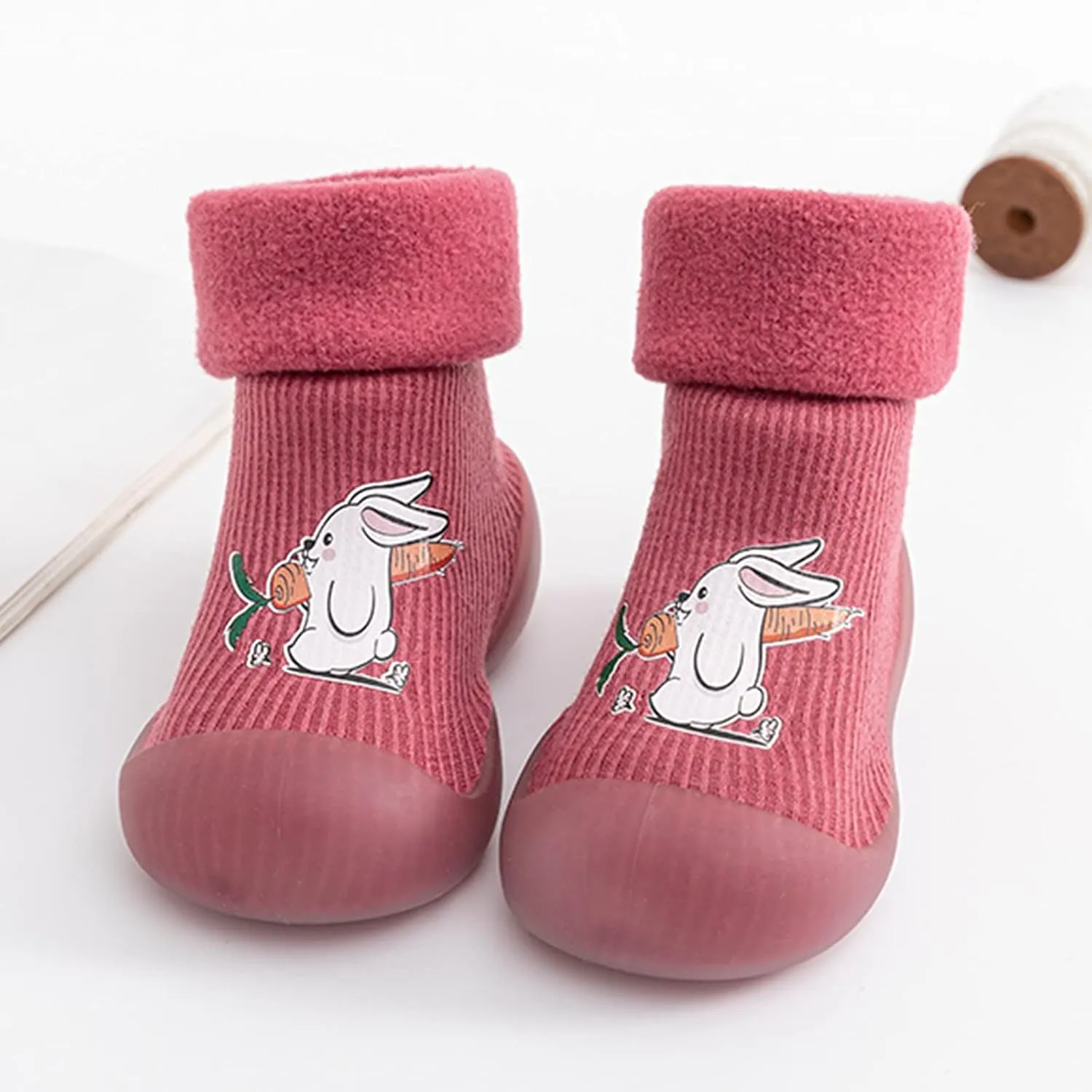 Toddler Girl Shoes,Kids Baby Boys Girls Warm Socks Shoes Knit Soft Solid Toddler Stocking Rubber Baby Slipper