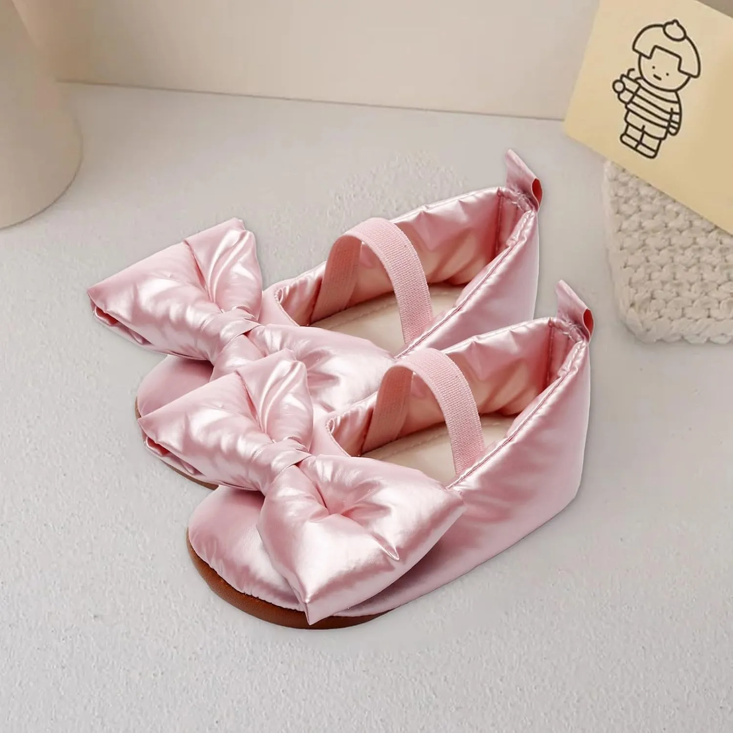Toddler Girl's Dress Mary Jane Ballet Flats Bow Flower Wedding Party Dance Shoes Ankle Strap Flat Sandal