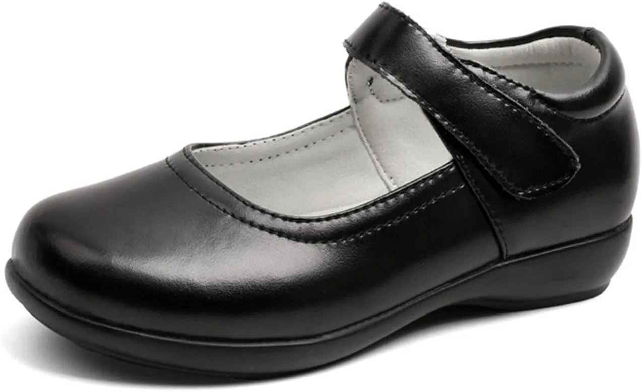 Toddler Girls Dress Shoes Little Girls School Mary Jane Flat for Girls Thick Non-Slip Sole Faux Leather Shoes Loafers