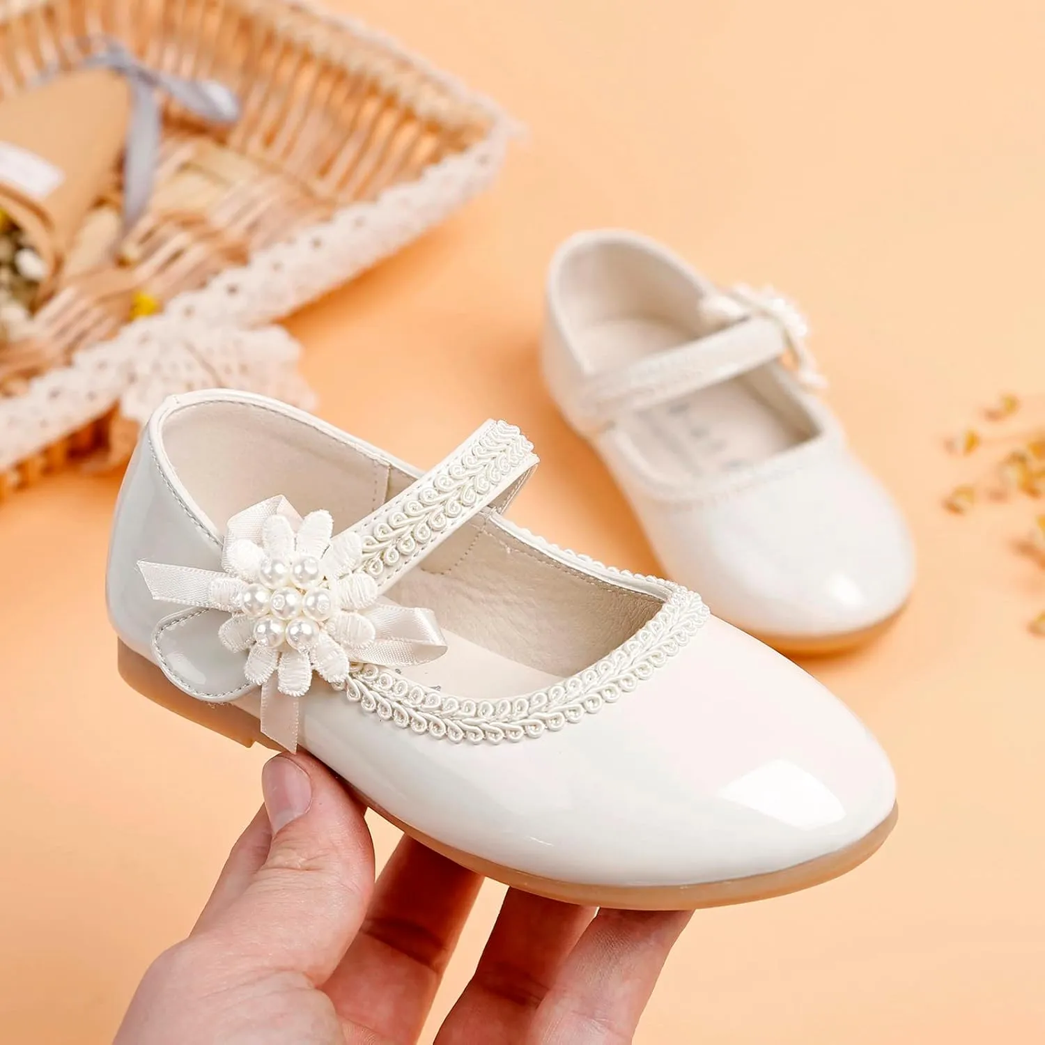 Toddler Girls Dress Shoes Mary Jane Ballet Flats Flower Girl School Party Wedding Shoes with Mary Jane Shoes Girls