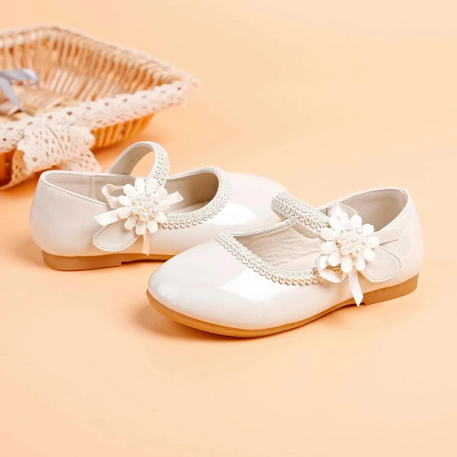 Toddler Girls Dress Shoes Mary Jane Ballet Flats Flower Girl School Party Wedding Shoes with Mary Jane Shoes Girls