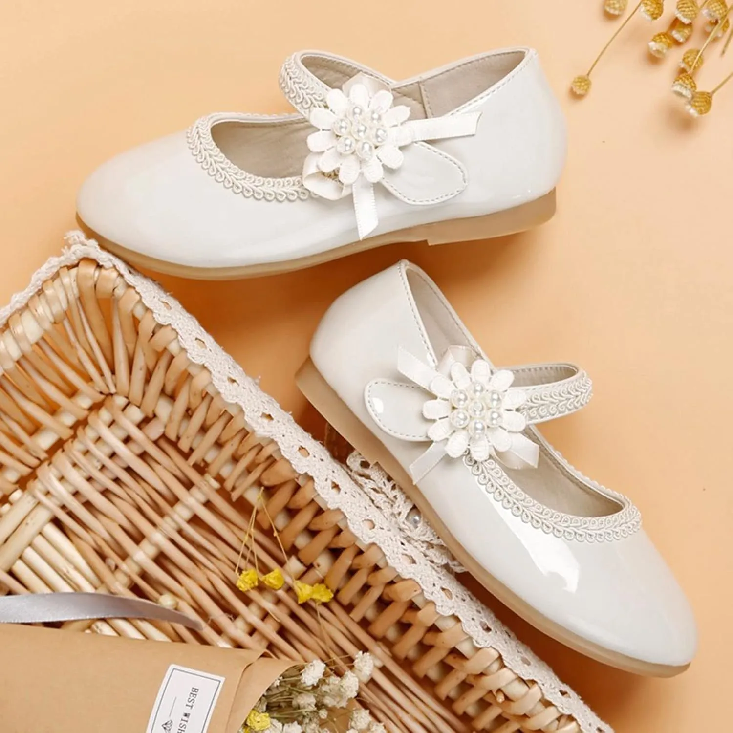 Toddler Girls Dress Shoes Mary Jane Ballet Flats Flower Girl School Party Wedding Shoes with Mary Jane Shoes Girls