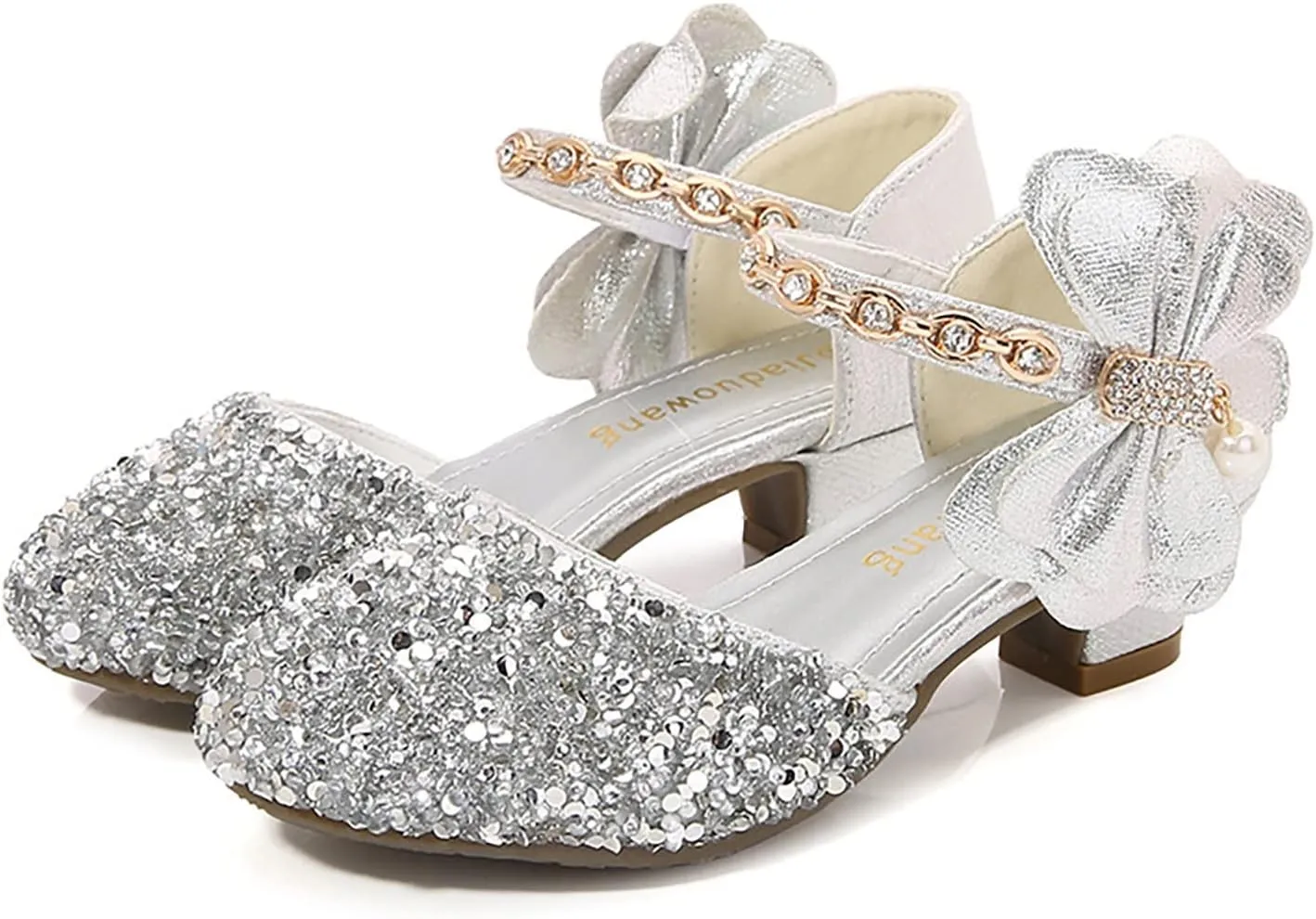 Toddler Girls Mary Jane Dress Shoes Rhinestones Bows Flower Girl Wedding Low Heels Pump Shoes Toddler Sandals Kids