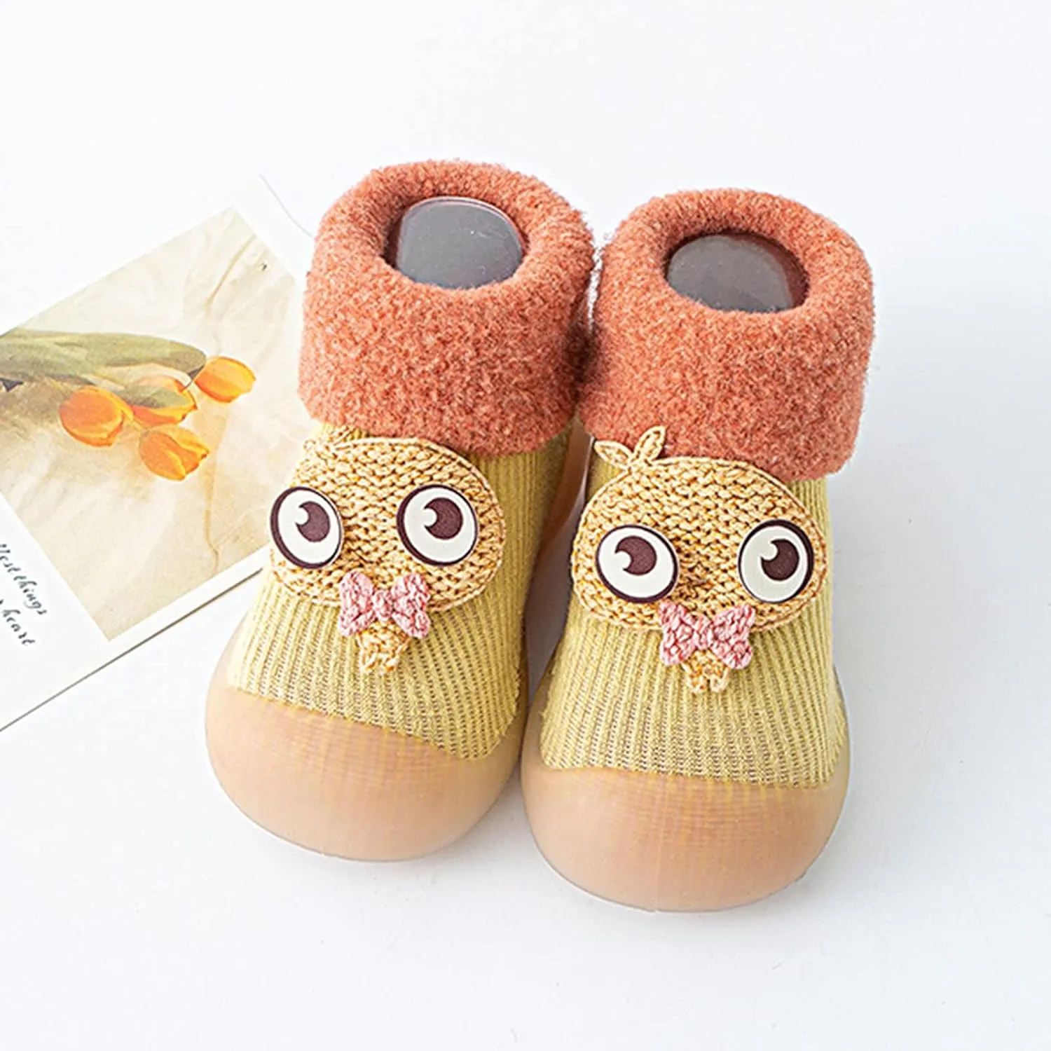 Toddler Sock Shoes,Kids Baby Boys Girls Warm Socks Shoes Knit Soft Solid Toddler Stocking Rubber Baby Slipper