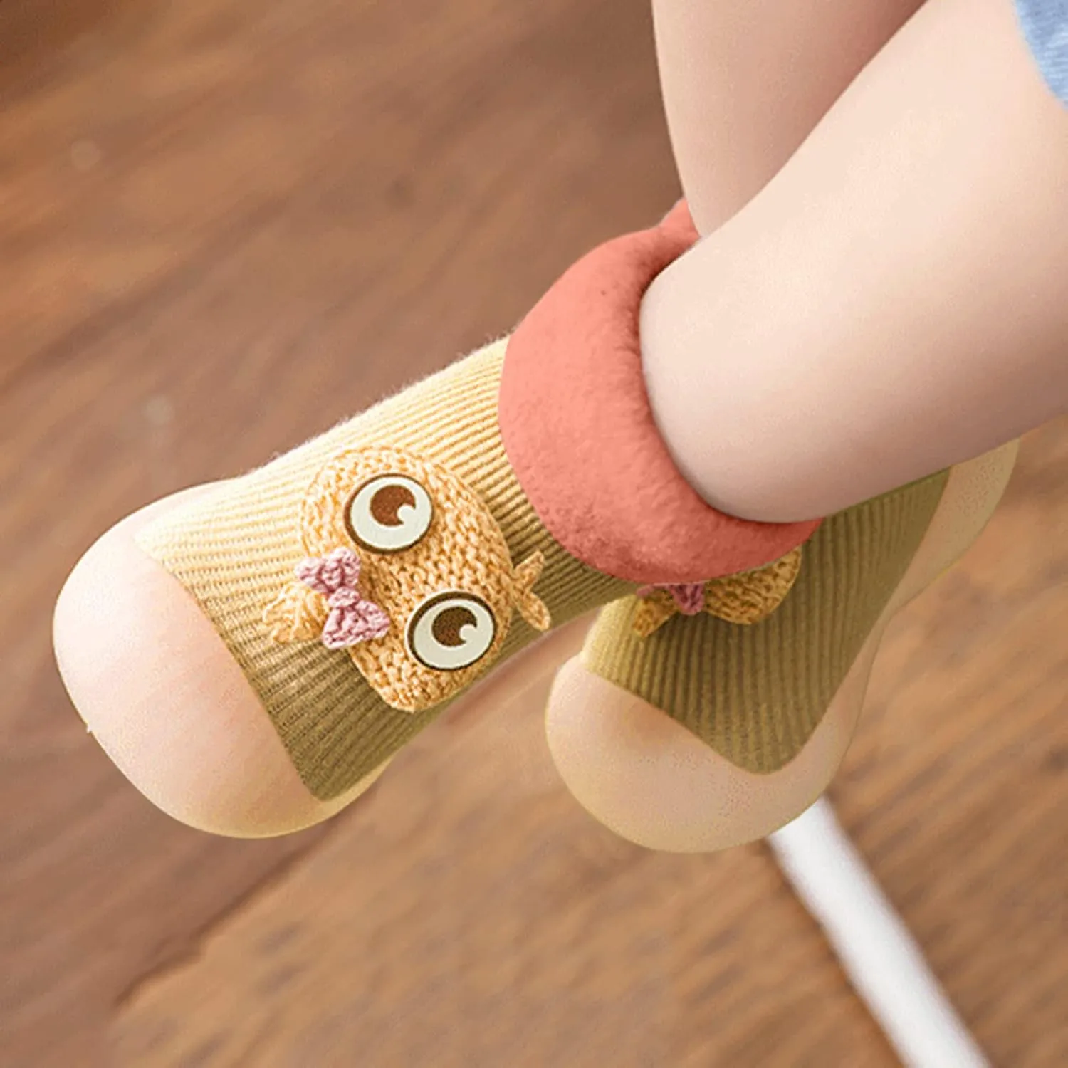 Toddler Sock Shoes,Kids Baby Boys Girls Warm Socks Shoes Knit Soft Solid Toddler Stocking Rubber Baby Slipper