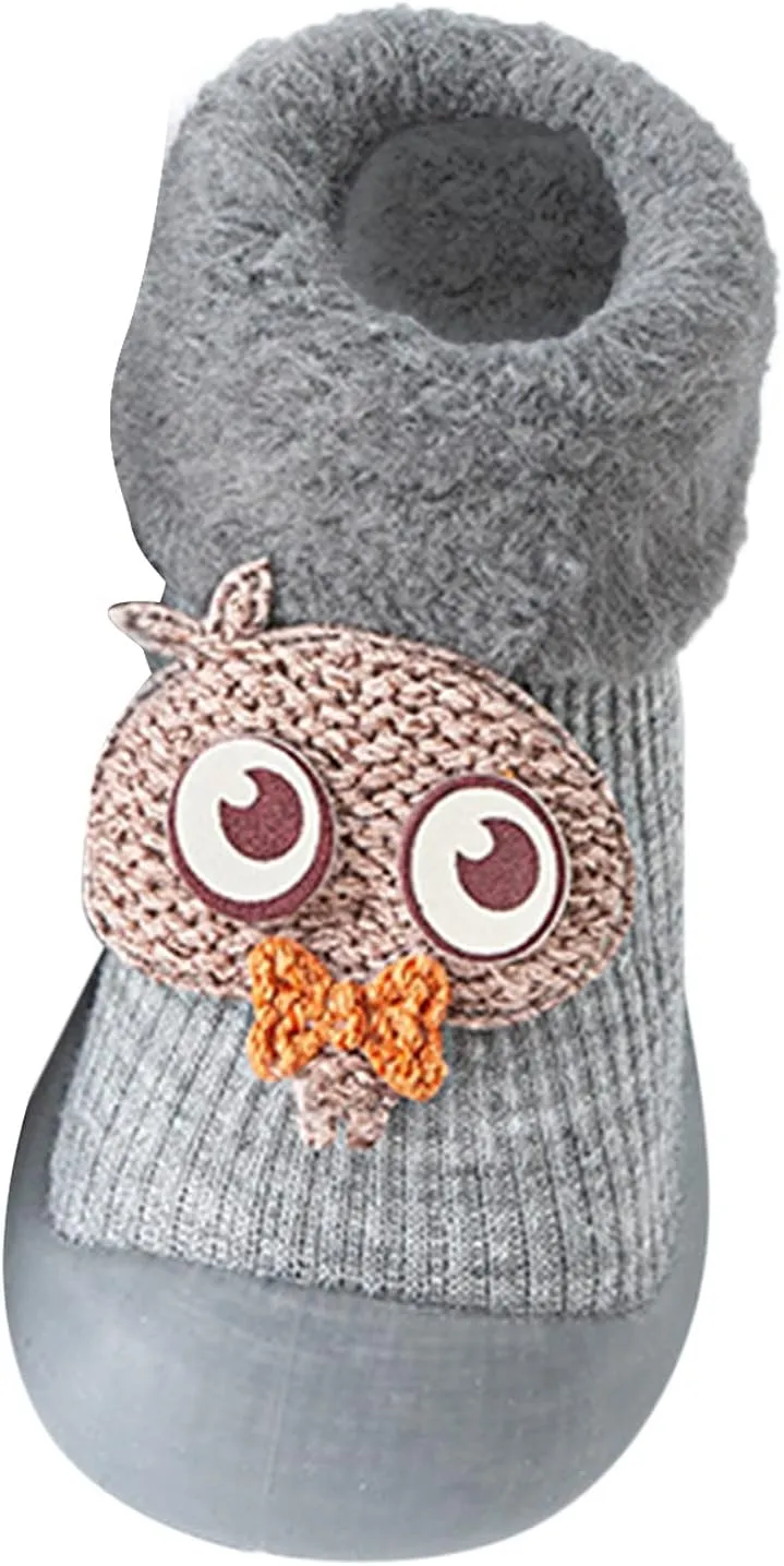 Toddler Sock Shoes,Kids Baby Boys Girls Warm Socks Shoes Knit Soft Solid Toddler Stocking Rubber Baby Slipper