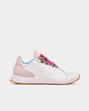 Two White / Pink Low Top Sneakers