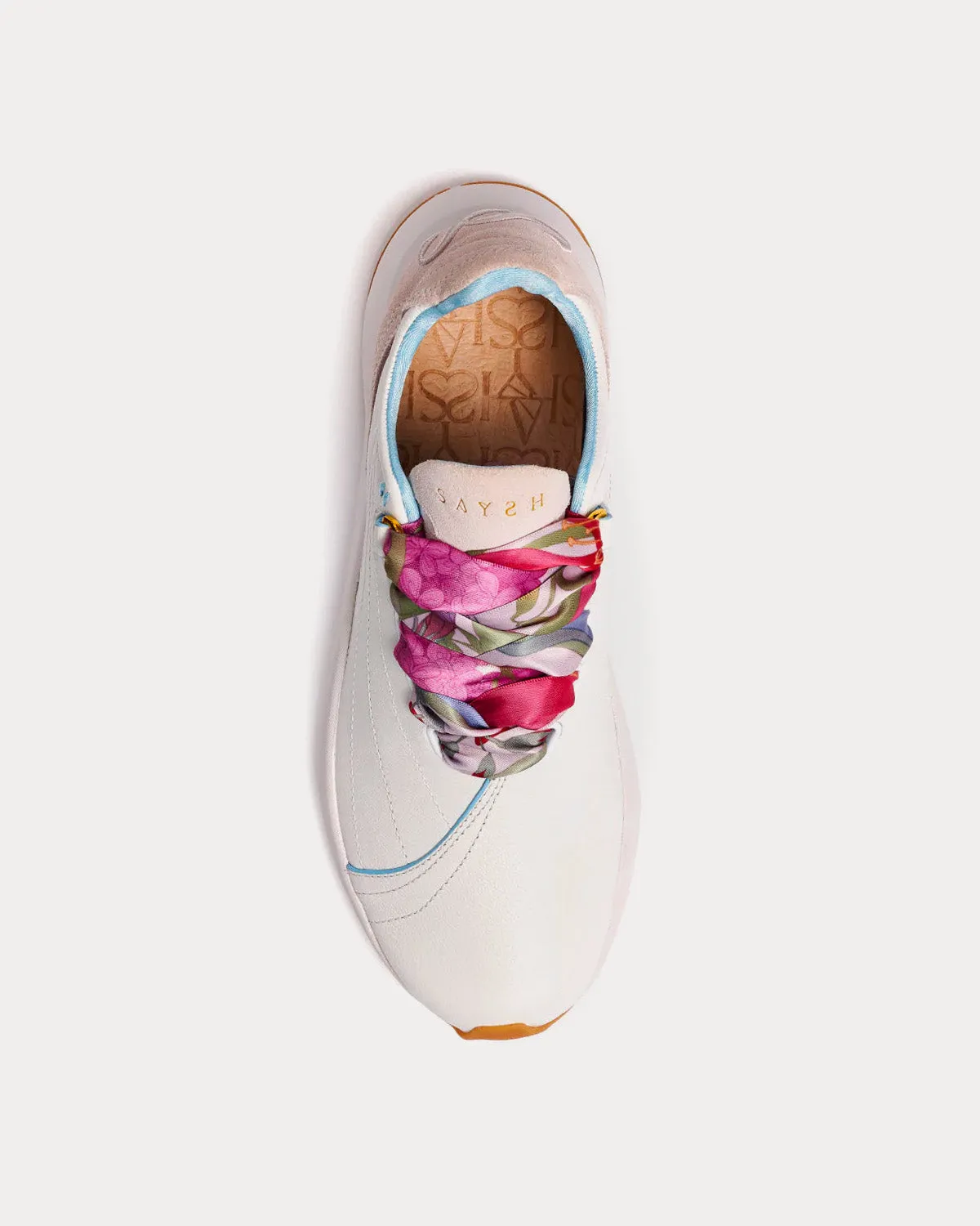 Two White / Pink Low Top Sneakers