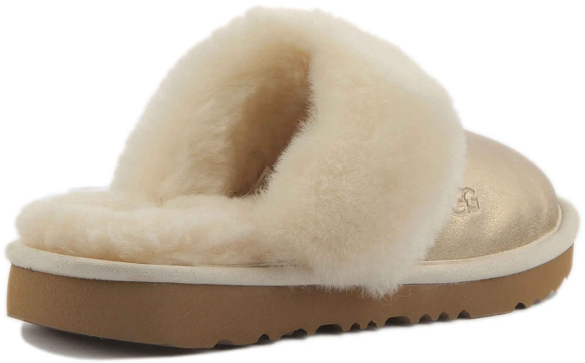 Ugg Australia Cozy II Sheepskin Slippers In Gold For Kids