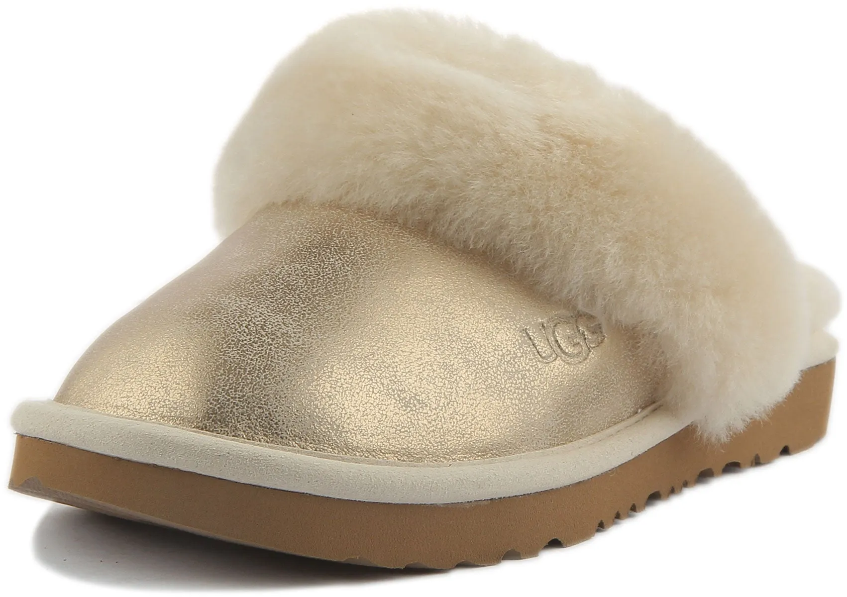 Ugg Australia Cozy II Sheepskin Slippers In Gold For Kids