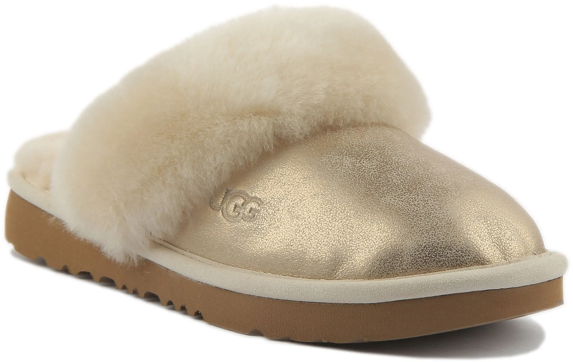 Ugg Australia Cozy II Sheepskin Slippers In Gold For Kids