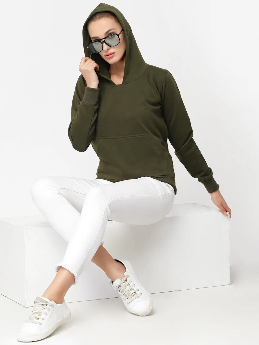 UZARUS Women's Cotton Fleece Latest Stylish Sweatshirt Hoodie