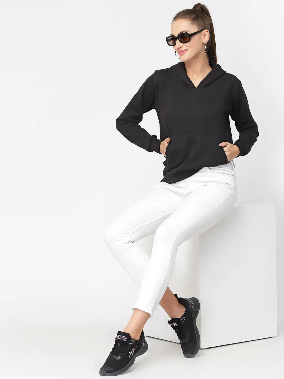UZARUS Women's Cotton Fleece Latest Stylish Sweatshirt Hoodie