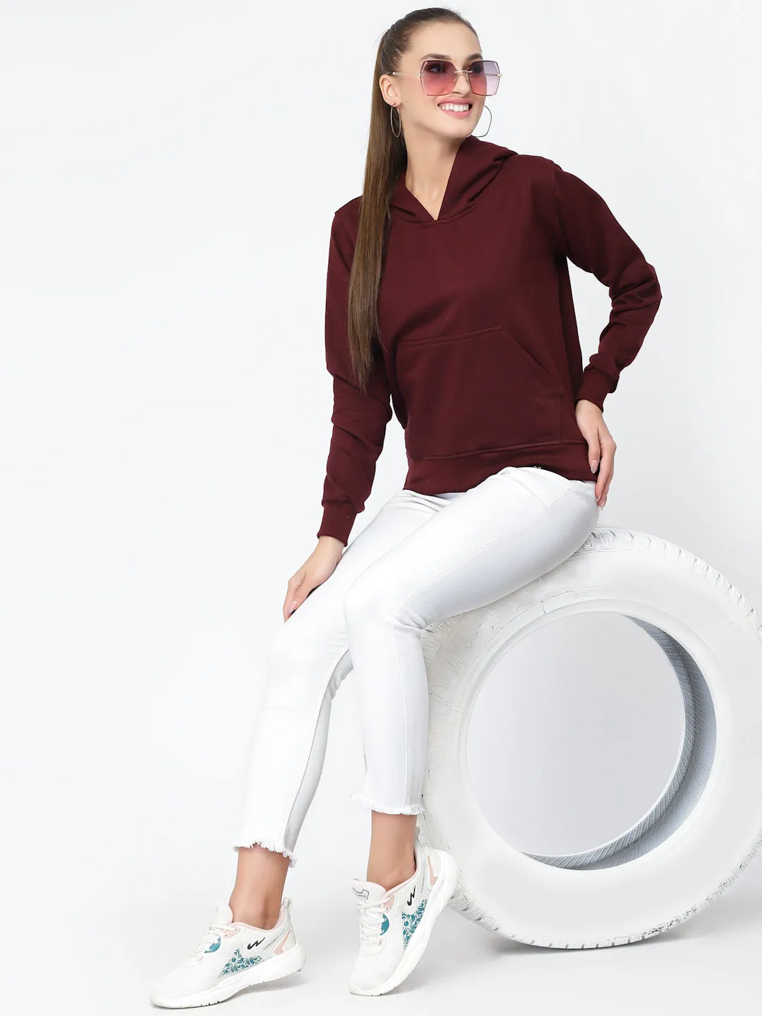 UZARUS Women's Cotton Fleece Latest Stylish Sweatshirt Hoodie
