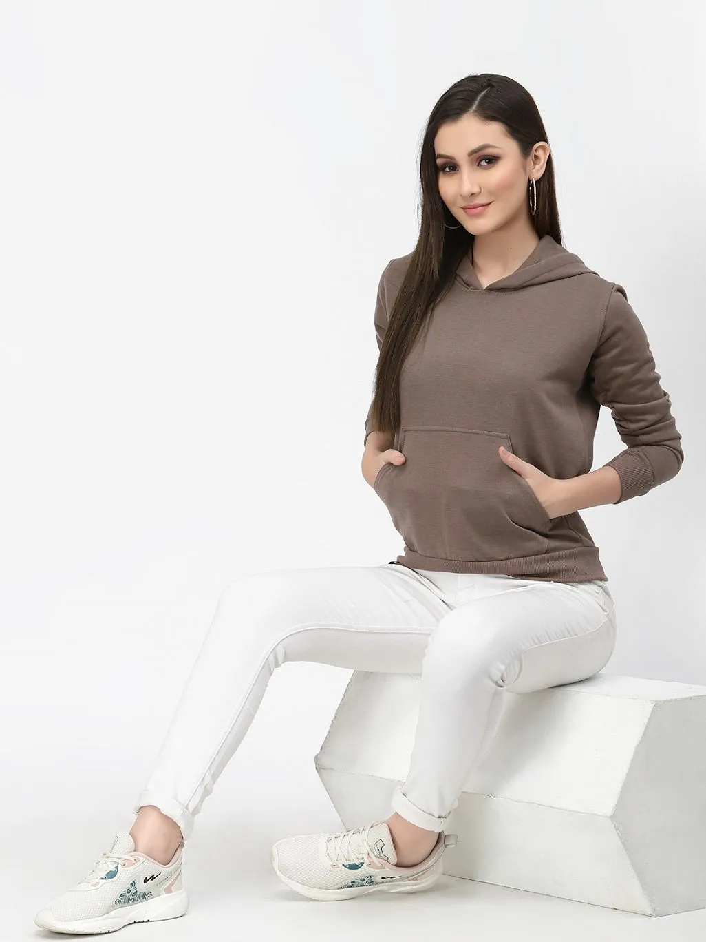 UZARUS Women's Cotton Fleece Latest Stylish Sweatshirt Hoodie