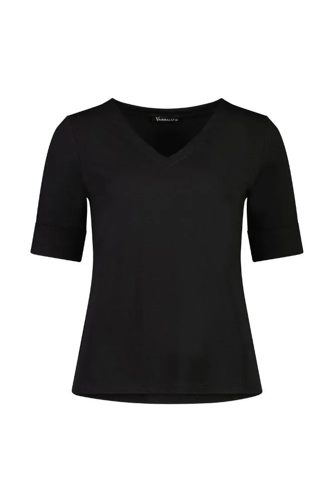 Vassalli V Neck Top Black