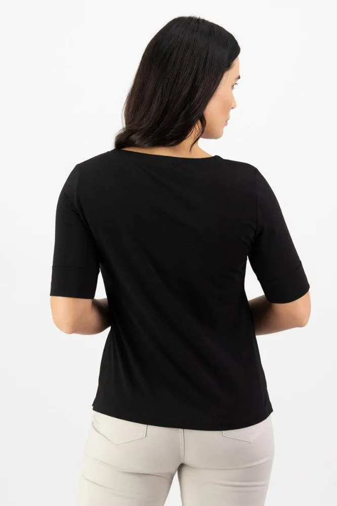 Vassalli V Neck Top Black
