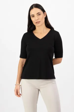Vassalli V Neck Top Black