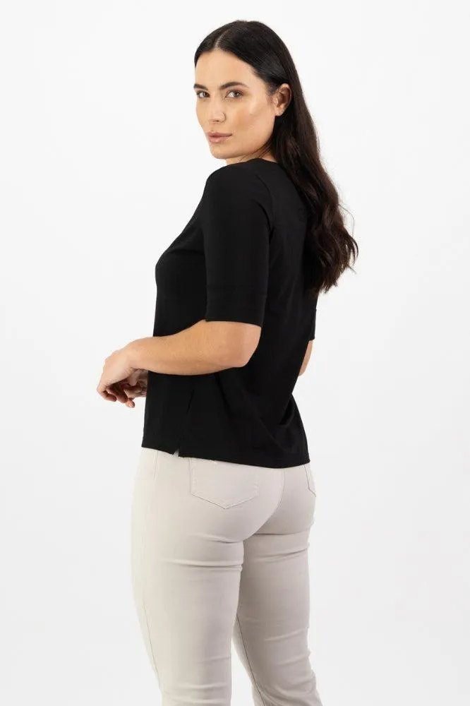 Vassalli V Neck Top Black