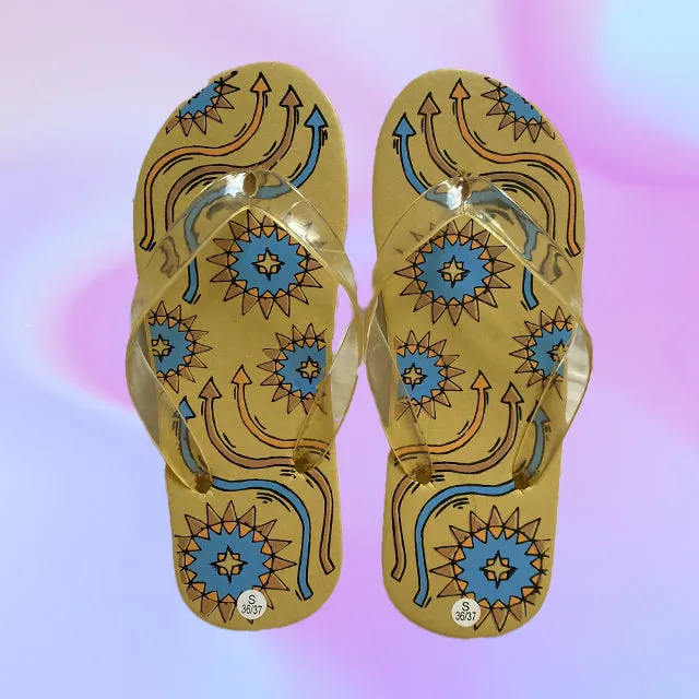 Vintage 90's Deadstock Funky Sun Flip Flops (36/37)
