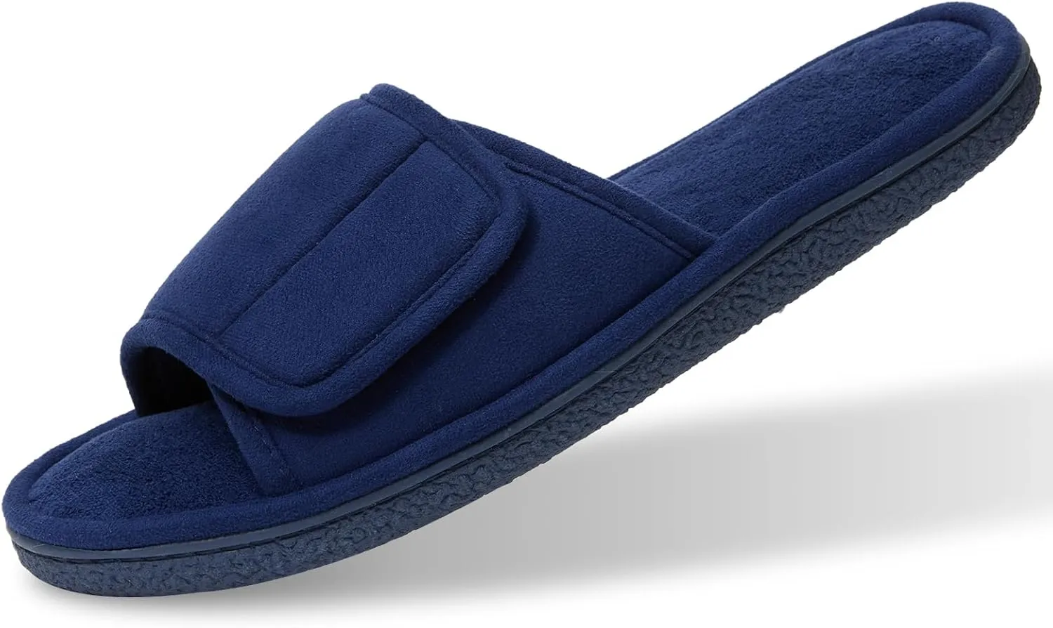 WALKFUN Men's Open Toe Slippers Adjustable Slip-on Memory Foam Indoor Slippers for Men Non Slip Outsole